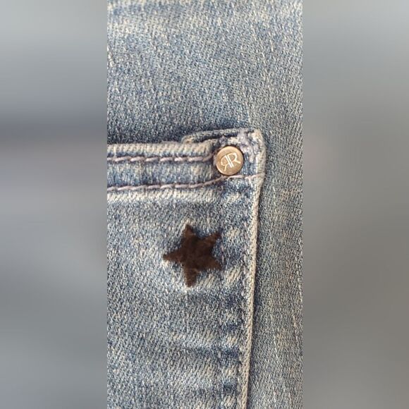 Renuar Classic Straight Leg Cropped Jean w Embroidered Stars Sz 4 - Picture 5 of 6